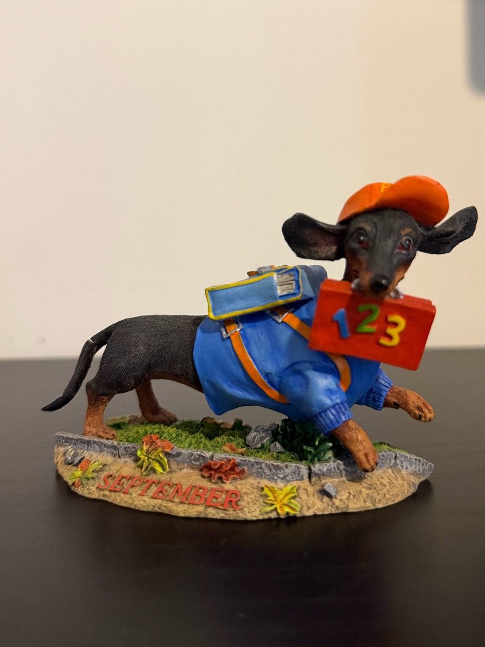 Danbury Mint Dachshund Perpetual Calendar September Back to School Dog Figurine